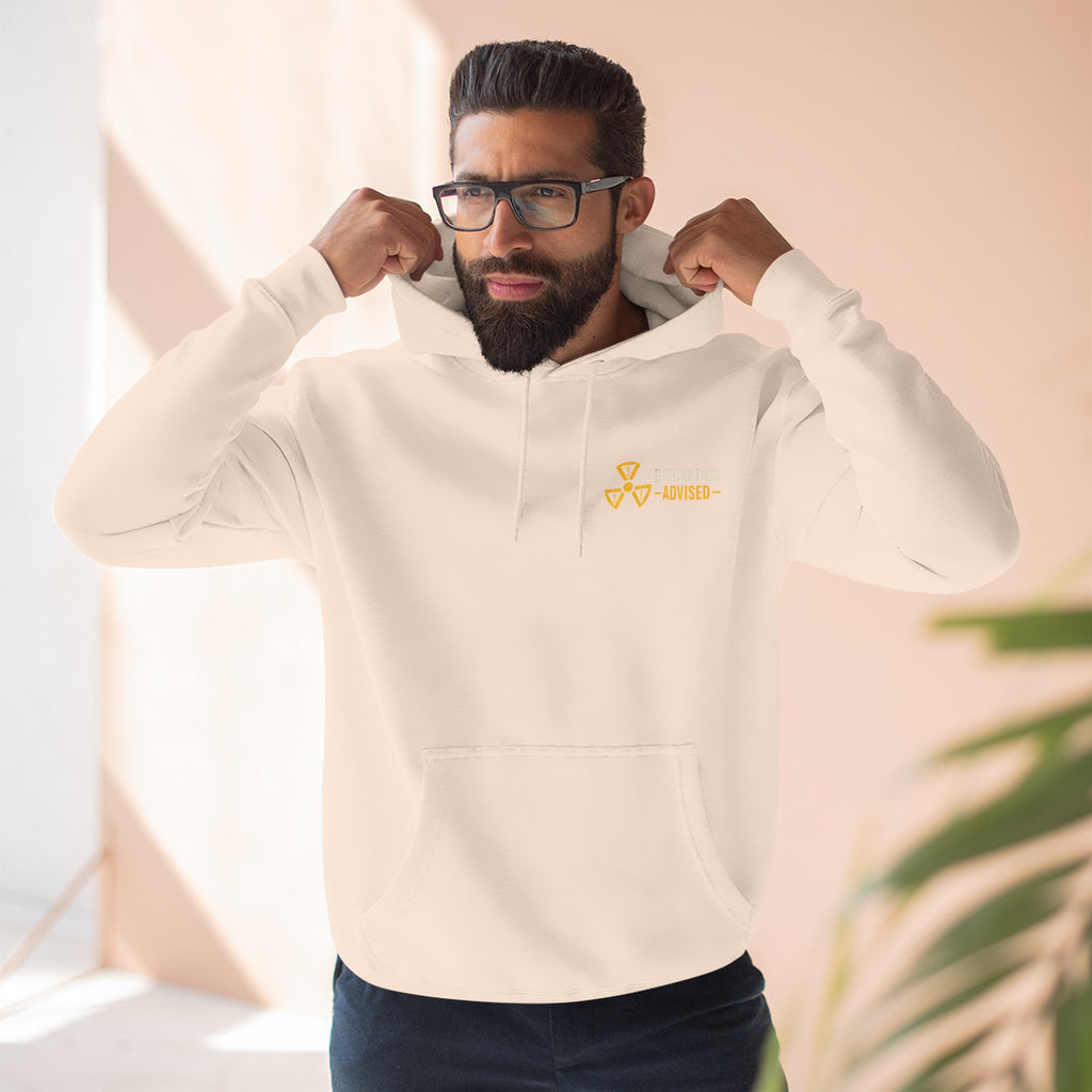 Three-Panel Fleece Hoodie — Vintage Worker vs. Rich Illustration Pullover