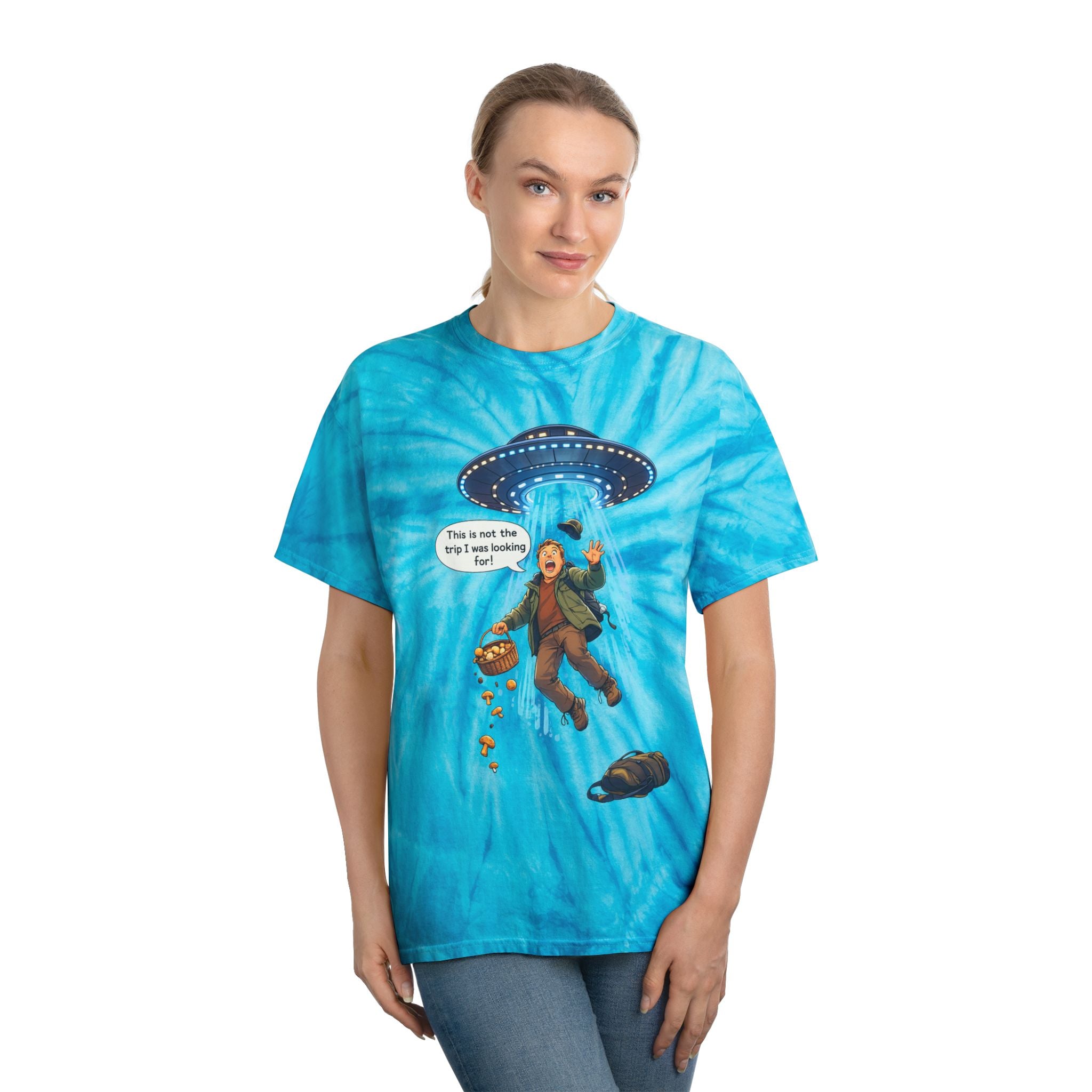 Alien Abduction Tie-Dye Tee — "This is not the trip" Graphic