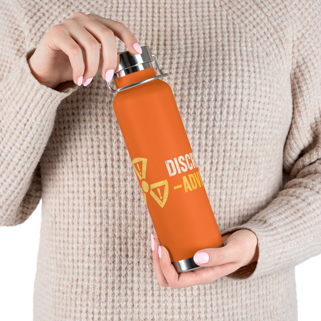 Insulated 22oz Water Bottle — 'Discretion Advised' Radiation Icon Stainless Vacuum Bottle