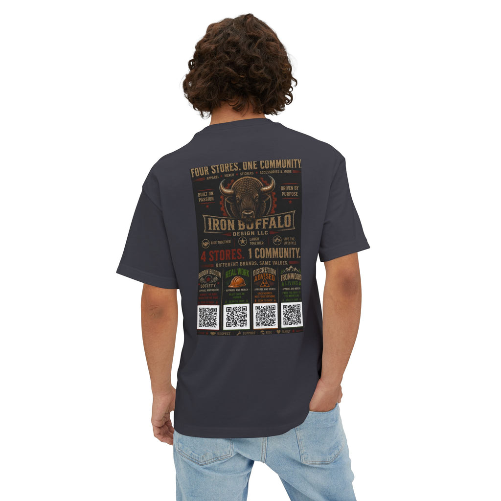 Iron Buffalo Design LLC — Small Gold 'Caution' Graphic Boxy T‑Shirt