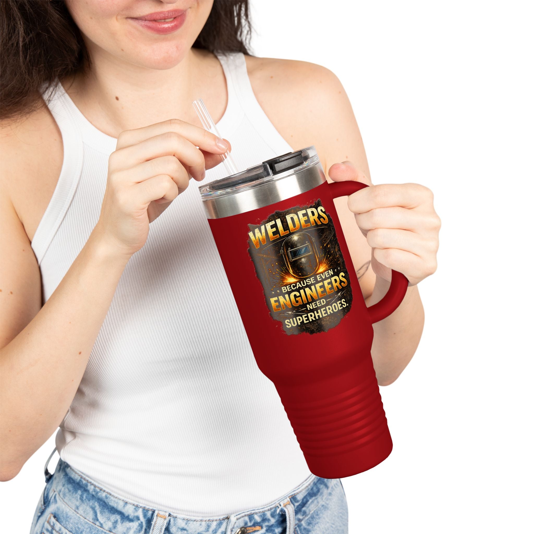 Welders 40oz Insulated Travel Mug – “Because Even Engineers Need Superheroes”