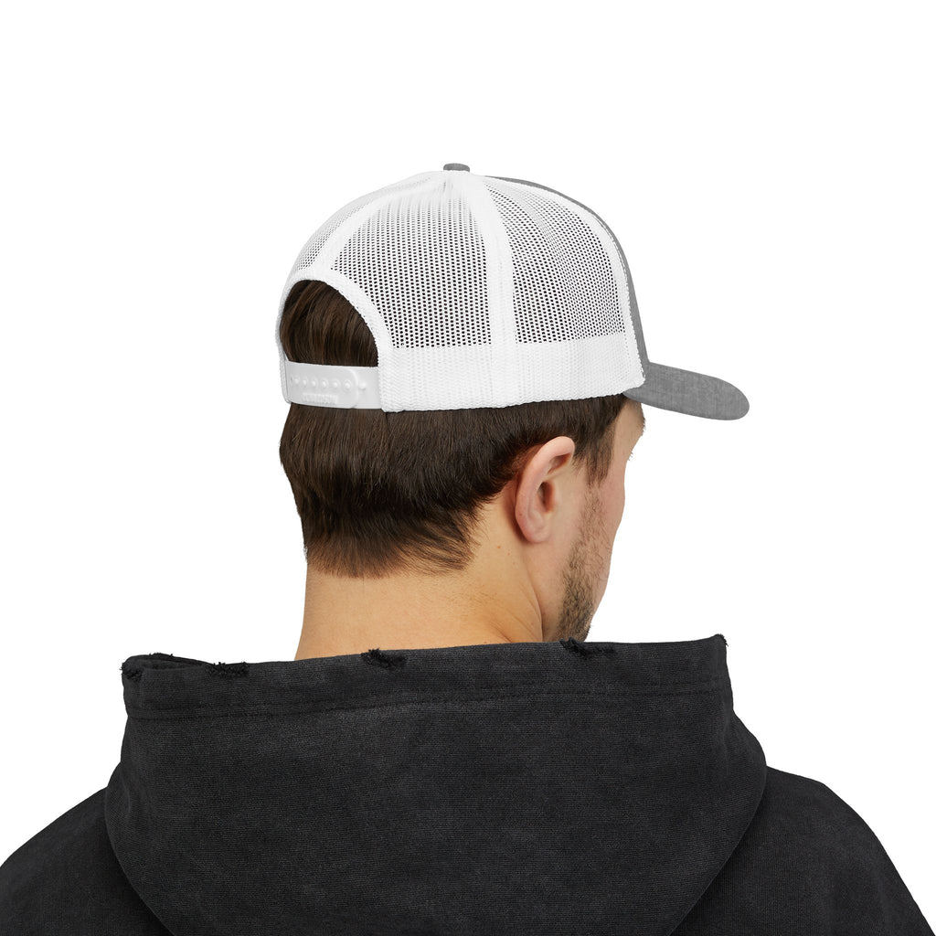 CEO of Chaos Trucker Cap — Distressed Graphic Snapback Hat for Outdoor & Streetwear