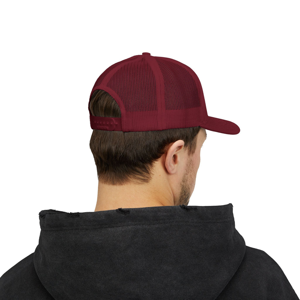 CEO of Chaos Trucker Cap — Distressed Graphic Snapback Hat for Outdoor & Streetwear