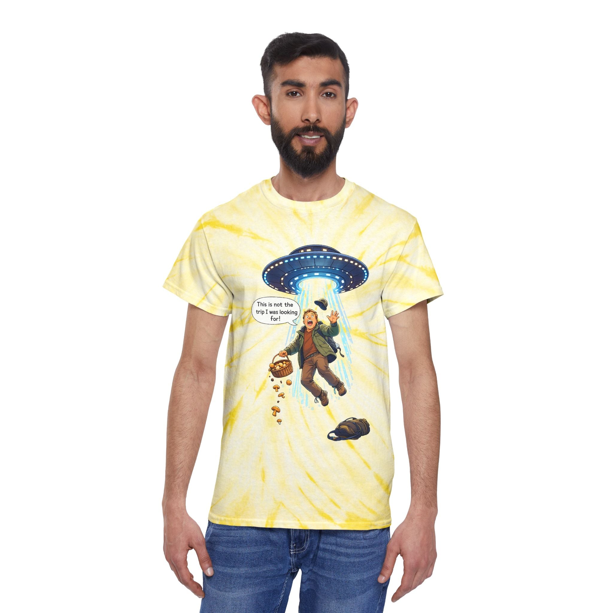 Alien Abduction Tie-Dye Tee — "This is not the trip" Graphic