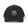 CEO of Chaos Trucker Cap — Distressed Graphic Snapback Hat for Outdoor & Streetwear