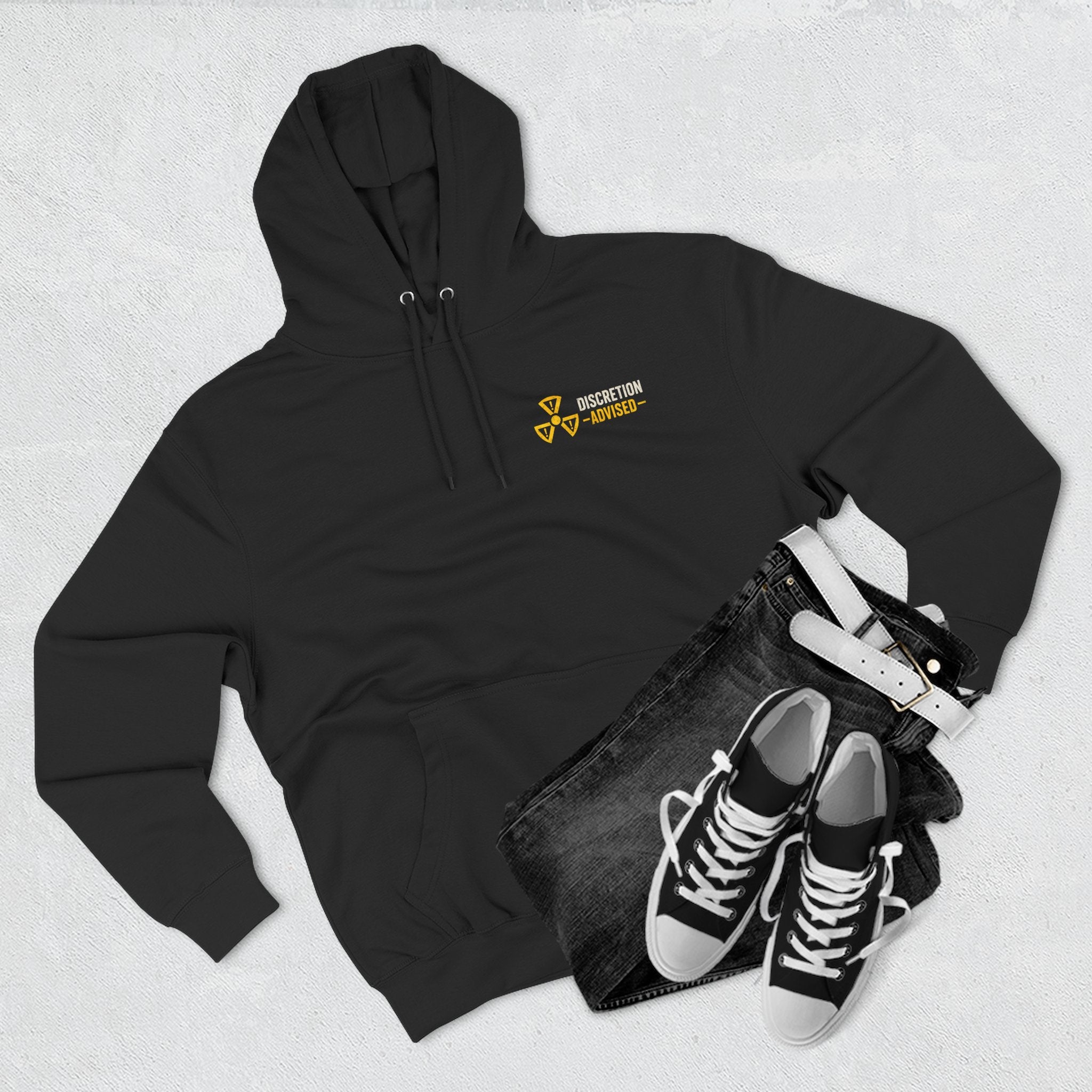 Three-Panel Fleece Hoodie — Vintage Worker vs. Rich Illustration Pullover