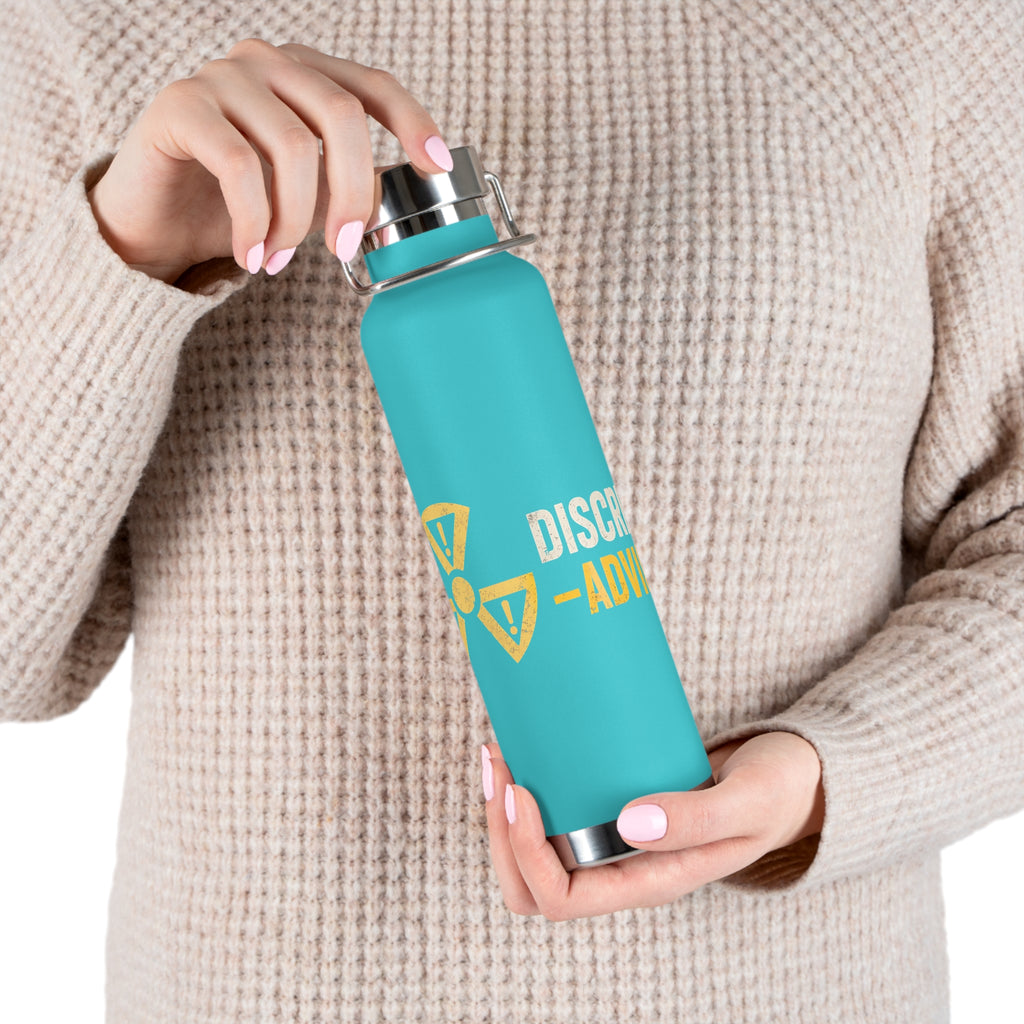 Insulated 22oz Water Bottle — 'Discretion Advised' Radiation Icon Stainless Vacuum Bottle