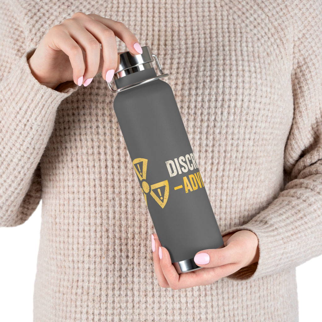 Insulated 22oz Water Bottle — 'Discretion Advised' Radiation Icon Stainless Vacuum Bottle