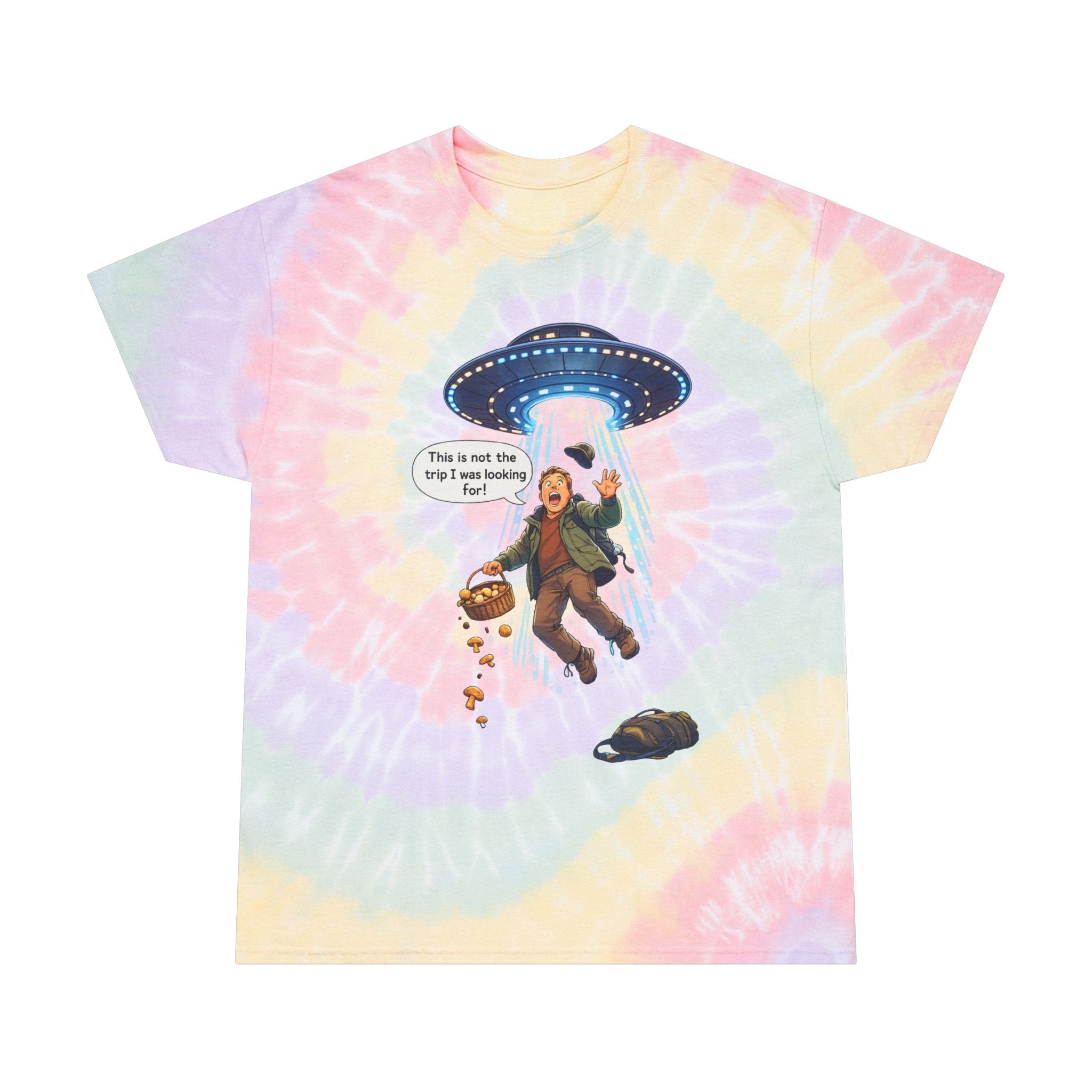 Spiral Tie-Dye Tee — UFO Abduction Pastel Graphic
