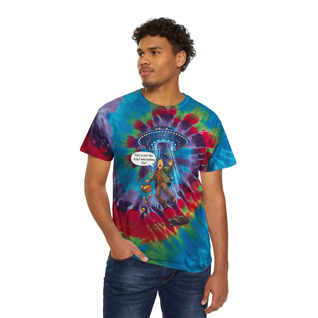 Spiral Tie-Dye Tee — UFO Abduction Pastel Graphic