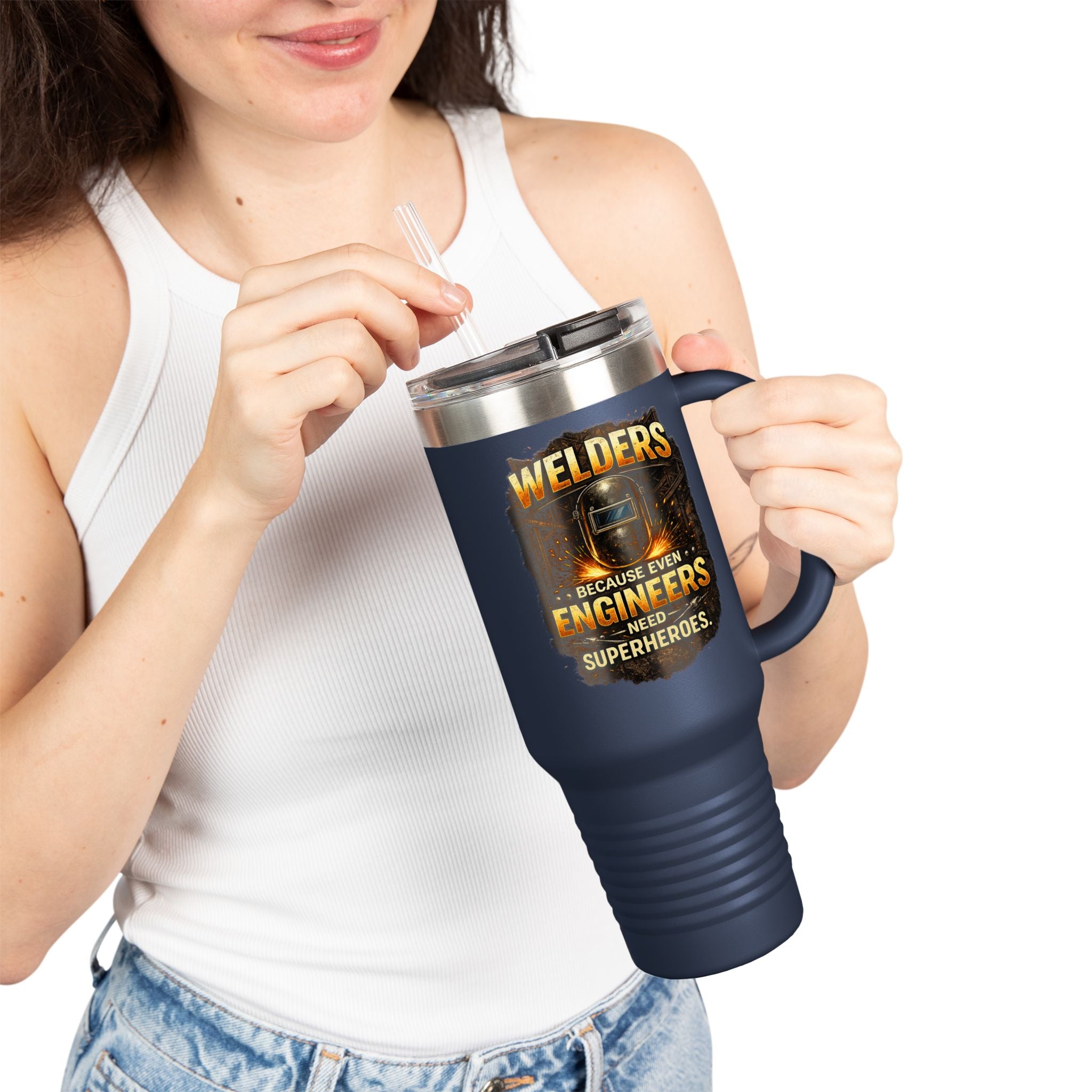Welders 40oz Insulated Travel Mug – “Because Even Engineers Need Superheroes”