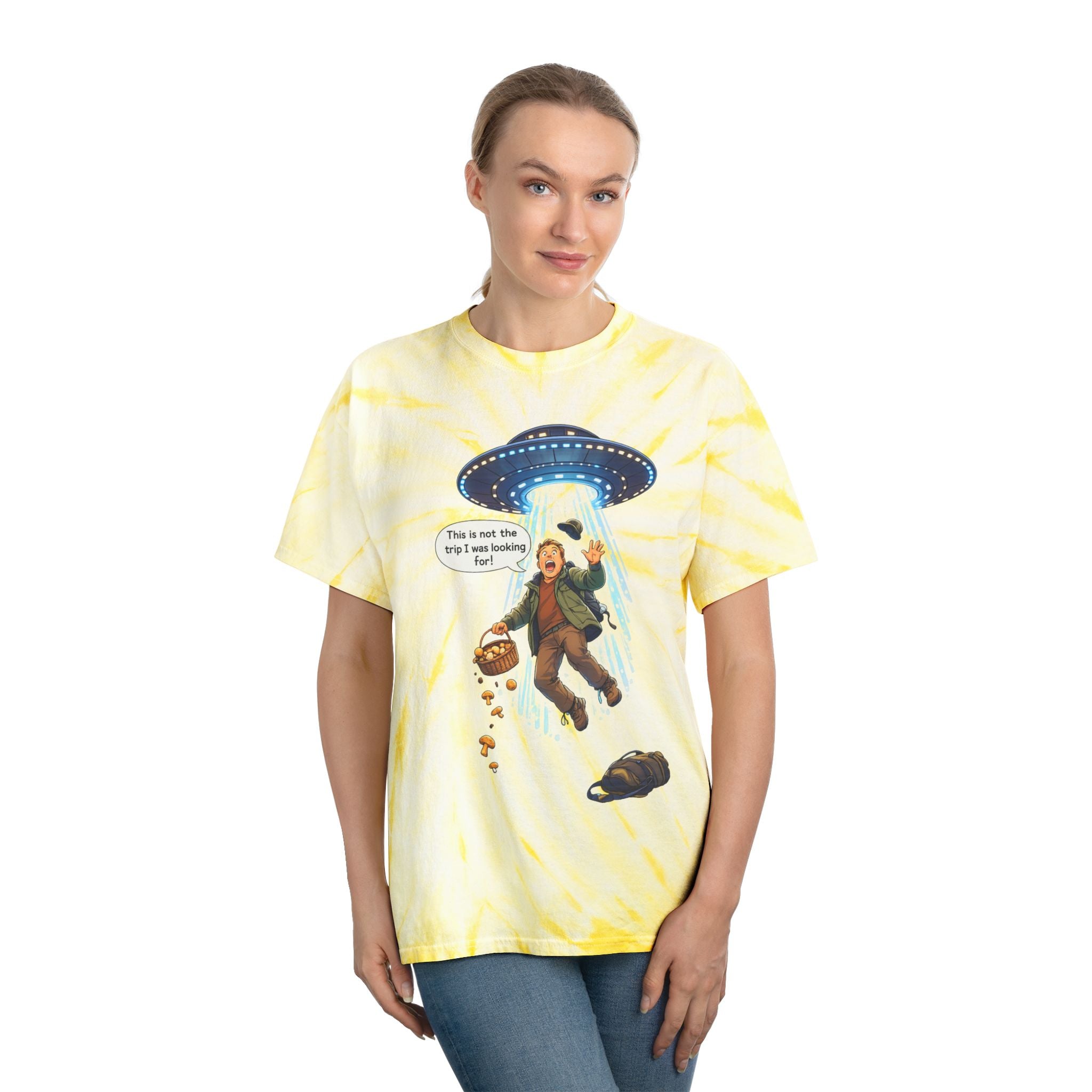 Alien Abduction Tie-Dye Tee — "This is not the trip" Graphic