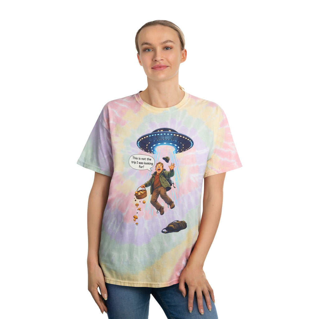 Spiral Tie-Dye Tee — UFO Abduction Pastel Graphic