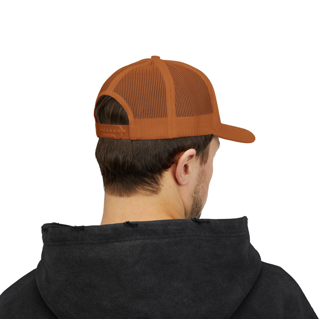 CEO of Chaos Trucker Cap — Distressed Graphic Snapback Hat for Outdoor & Streetwear